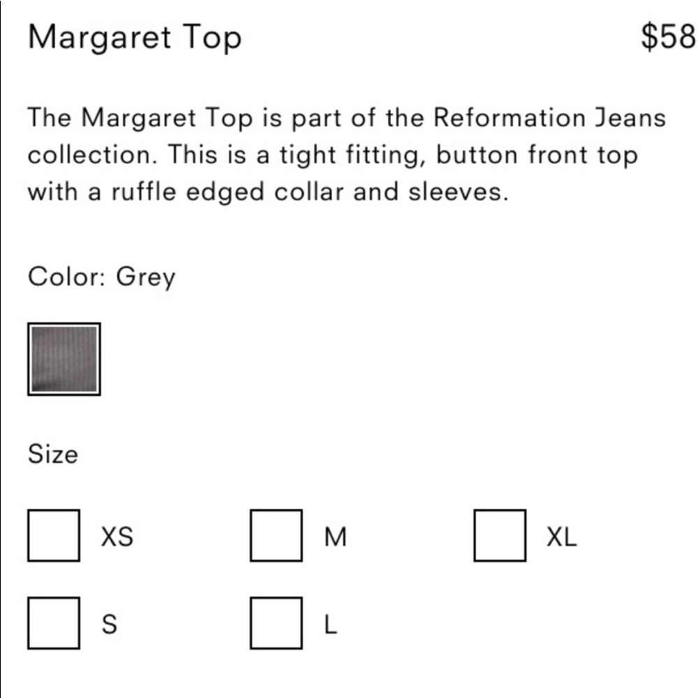 Reformation Margaret Gray Shirt Size M - Picture 4 of 8